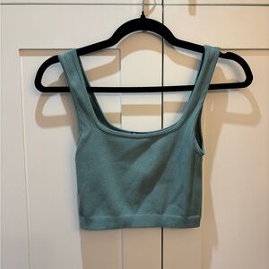 Zara Teal Ribbed Crop Tank